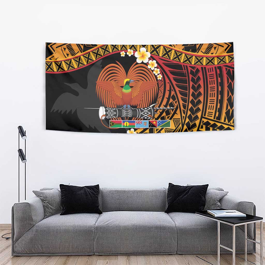 Melanesian Papua New Guinea Tapestry Plumeria Bird of Paradise Tribal