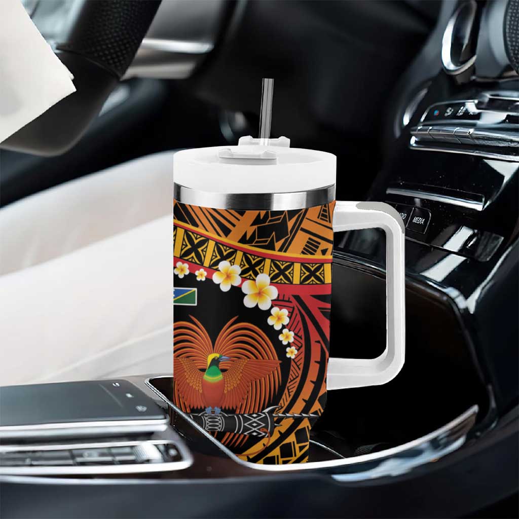 Melanesian Papua New Guinea Tumbler With Handle Plumeria Bird of Paradise Tribal LT9 - Polynesian Pride