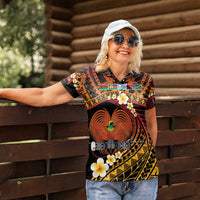 Melanesian Papua New Guinea Women Polo Shirt Plumeria Bird of Paradise Tribal LT9 - Polynesian Pride