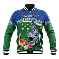 Melanesian Solomon Islands Baseball Jacket Tropical Shark Tattoo LT9 Unisex Blue - Polynesian Pride