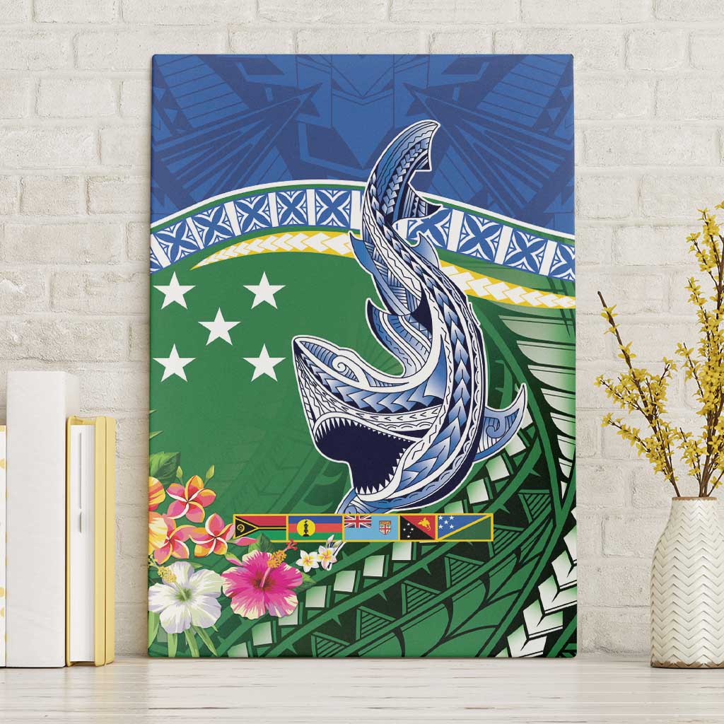 Melanesian Solomon Islands Canvas Wall Art Tropical Shark Tattoo LT9 Without Frame Blue - Polynesian Pride