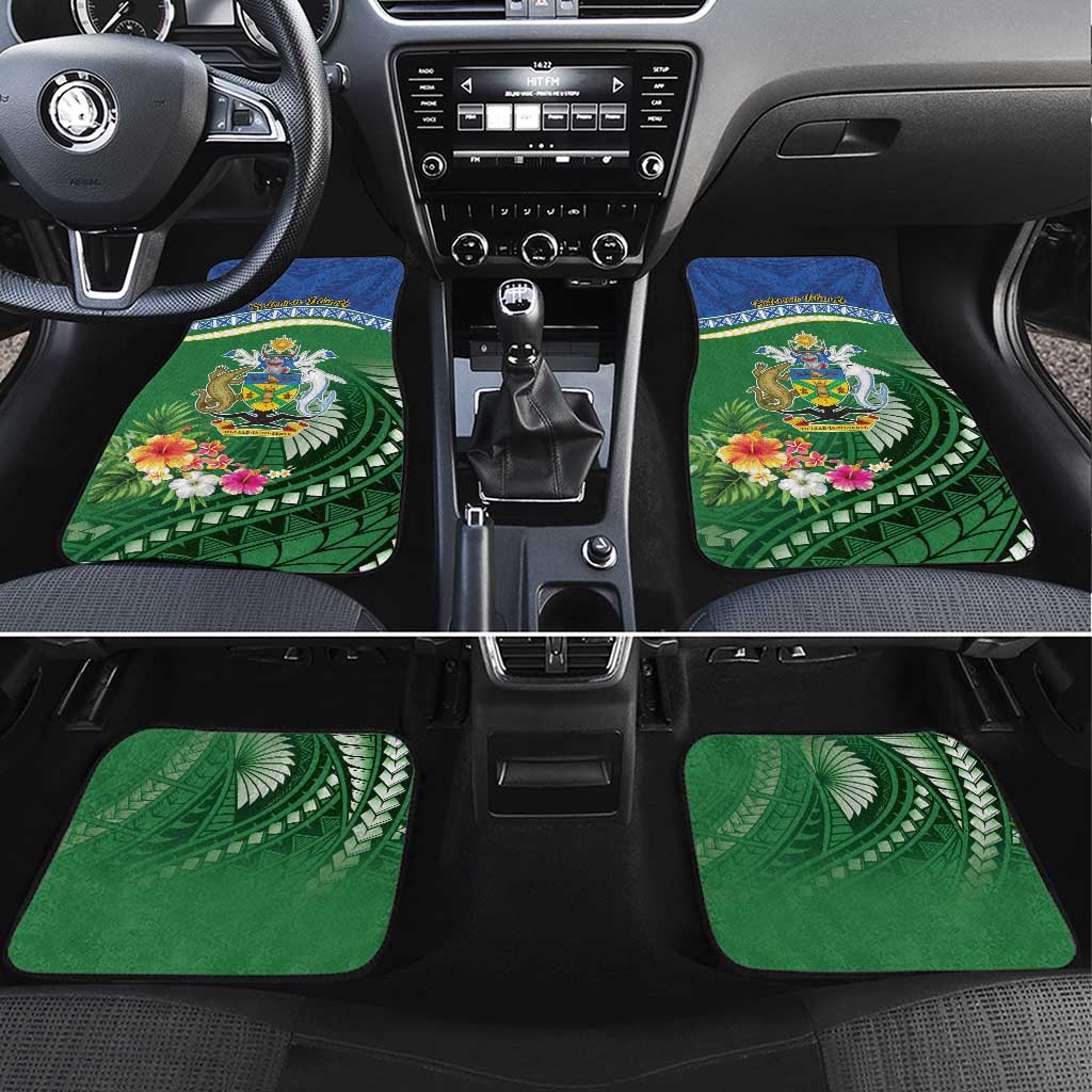 Melanesian Solomon Islands Car Mats Tropical Shark Tattoo LT9 Set 4pcs Blue - Polynesian Pride