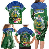 Melanesian Solomon Islands Family Matching Long Sleeve Bodycon Dress and Hawaiian Shirt Tropical Shark Tattoo LT9 - Polynesian Pride