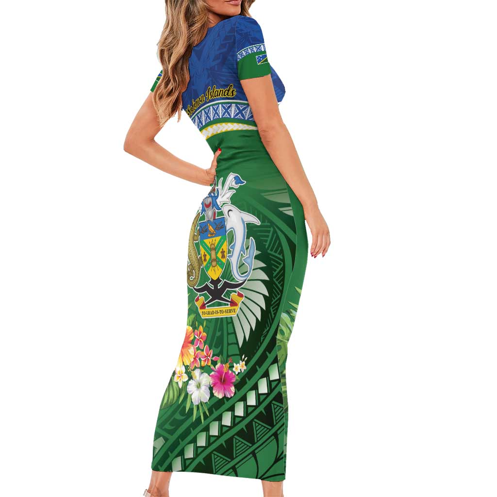 Melanesian Solomon Islands Family Matching Short Sleeve Bodycon Dress and Hawaiian Shirt Tropical Shark Tattoo LT9 - Polynesian Pride