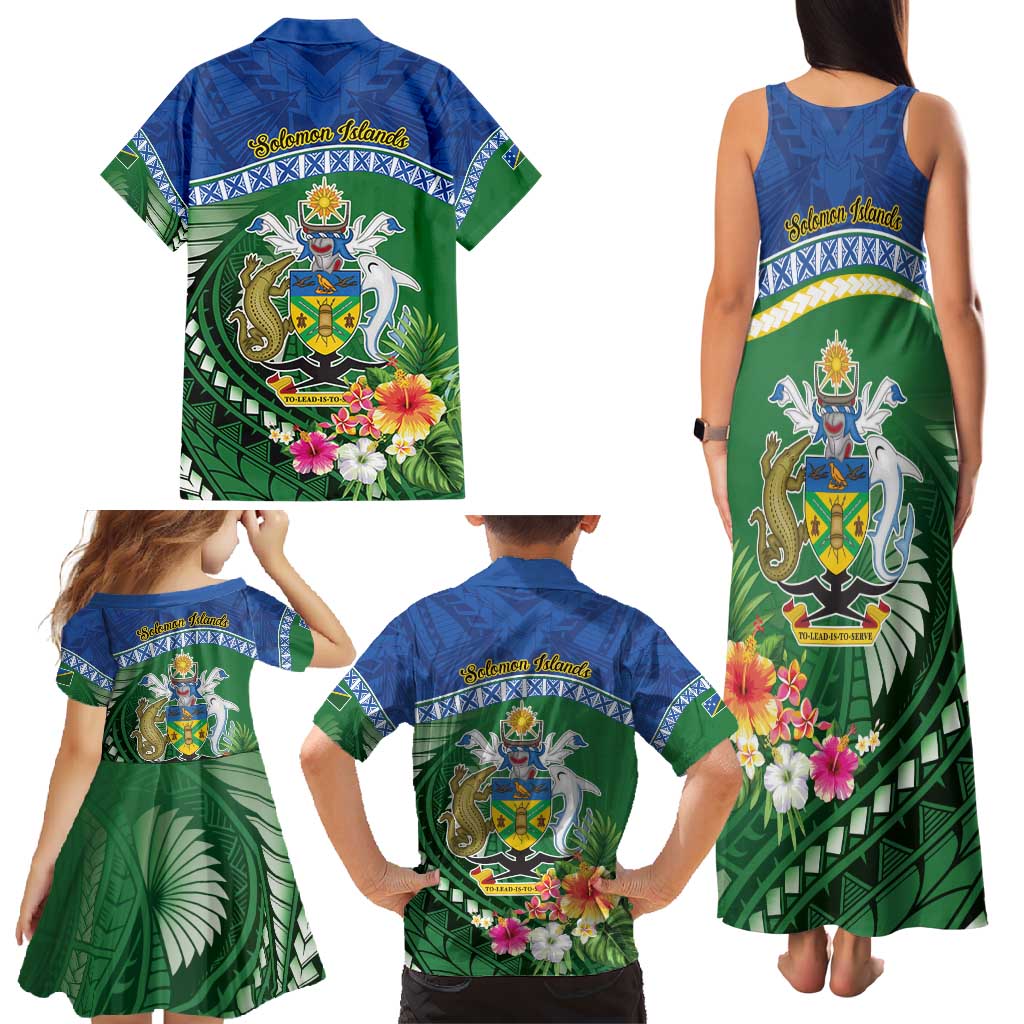 Melanesian Solomon Islands Family Matching Tank Maxi Dress and Hawaiian Shirt Tropical Shark Tattoo LT9 - Polynesian Pride