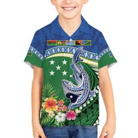 Melanesian Solomon Islands Family Matching Tank Maxi Dress and Hawaiian Shirt Tropical Shark Tattoo LT9 Son's Shirt Blue - Polynesian Pride