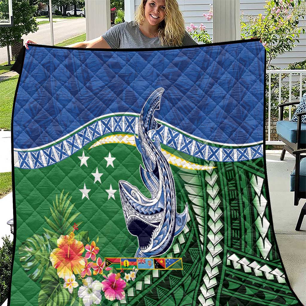 Melanesian Solomon Islands Quilt Tropical Shark Tattoo LT9 Blue - Polynesian Pride