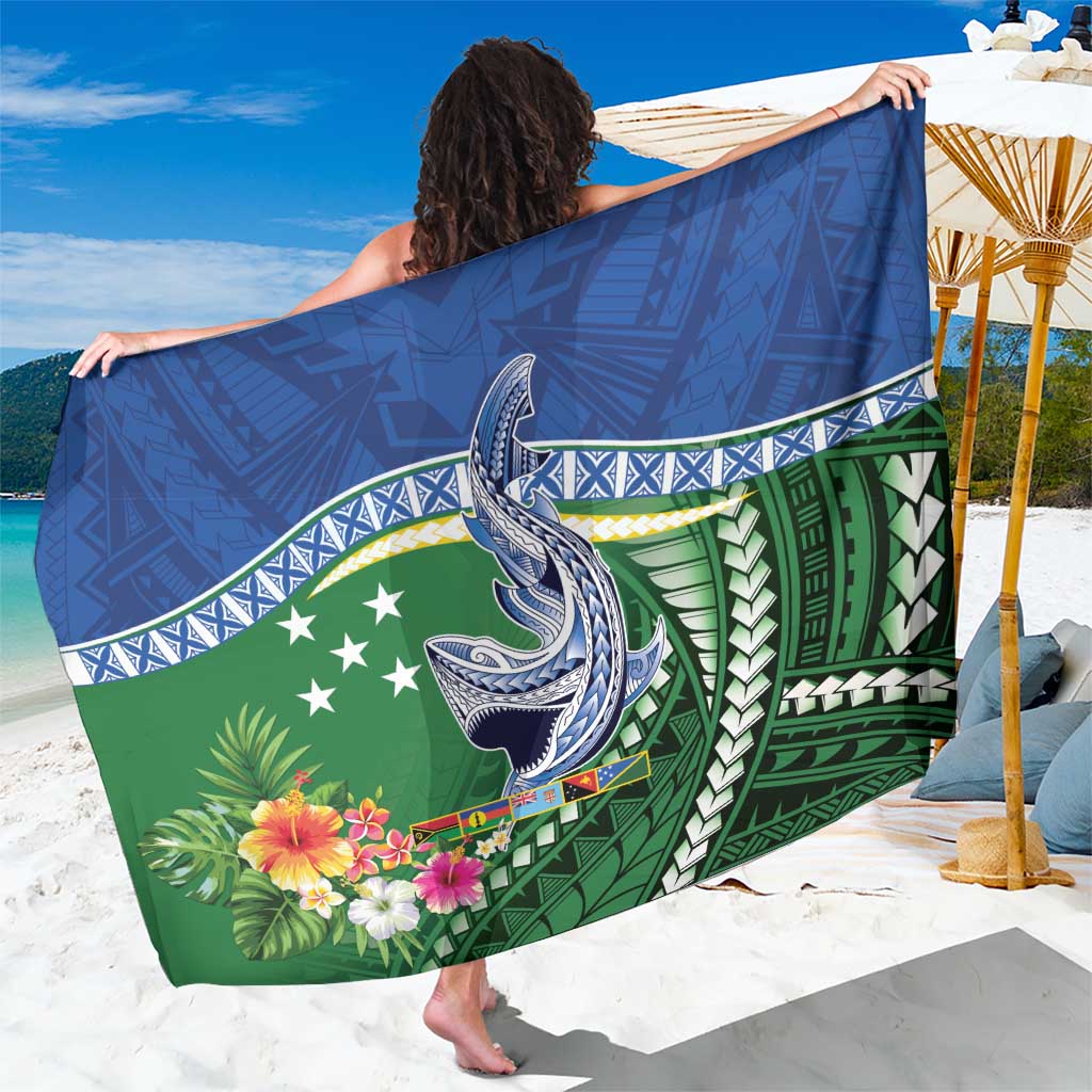 Melanesian Solomon Islands Sarong Tropical Shark Tattoo LT9 One Size 44 x 66 inches Blue - Polynesian Pride