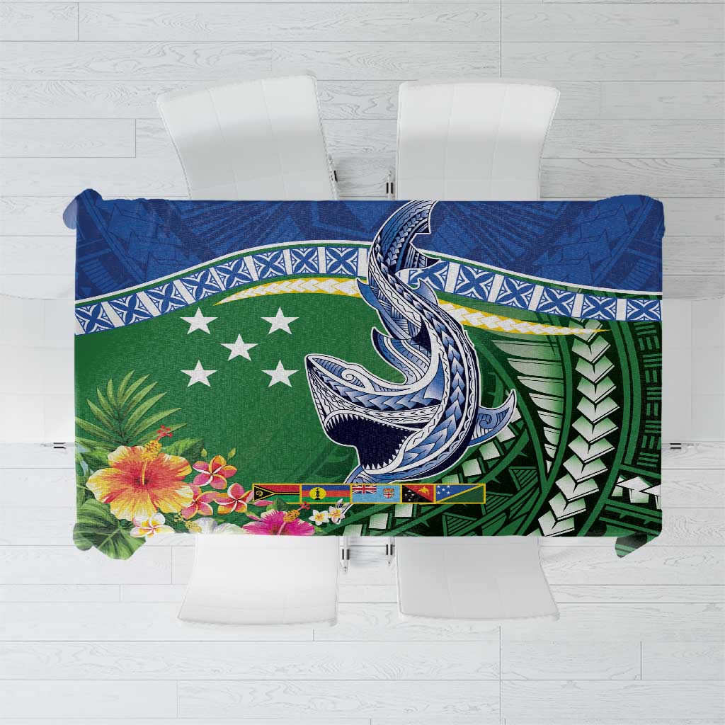 Melanesian Solomon Islands Tablecloth Tropical Shark Tattoo LT9 Blue - Polynesian Pride