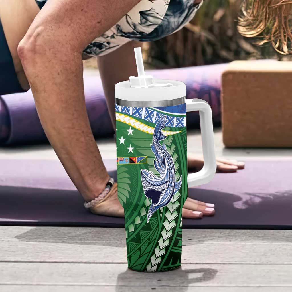 Melanesian Solomon Islands Tumbler With Handle Tropical Shark Tattoo