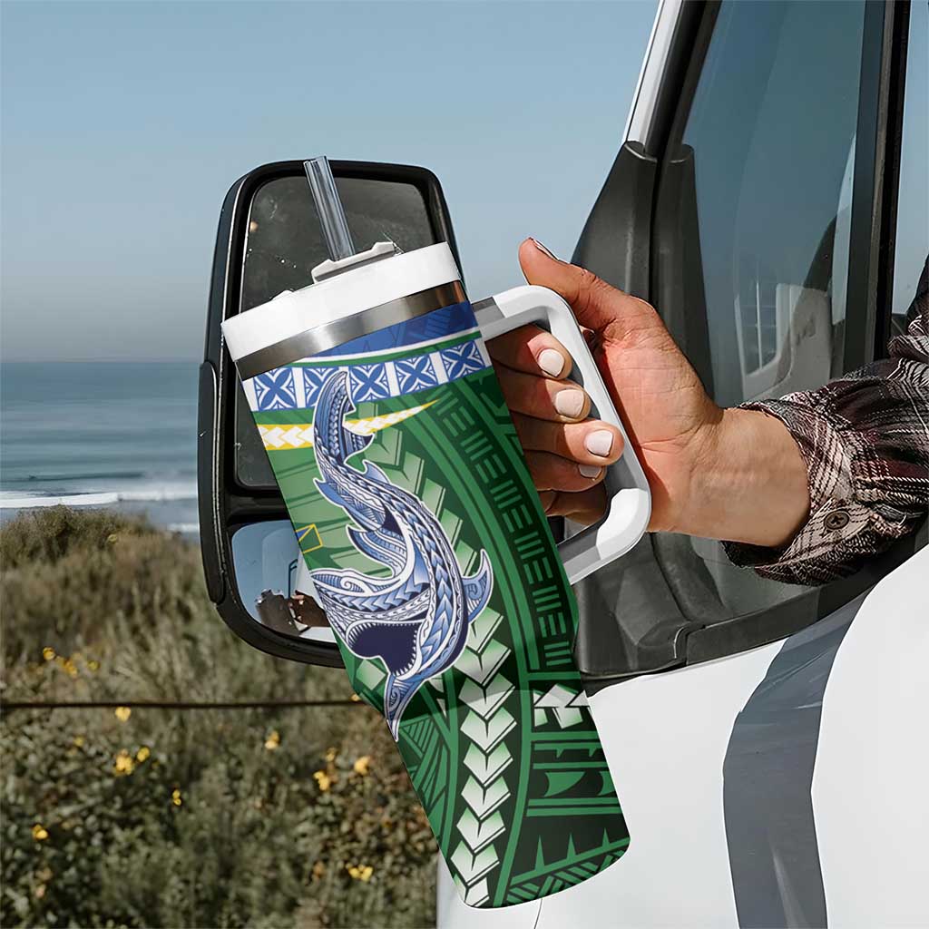 Melanesian Solomon Islands Tumbler With Handle Tropical Shark Tattoo