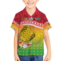 Melanesian Ni-Vanuatu Family Matching Long Sleeve Bodycon Dress and Hawaiian Shirt Sea Turtle with Sand Drawing Pattern LT9 Son's Shirt Reggae - Polynesian Pride