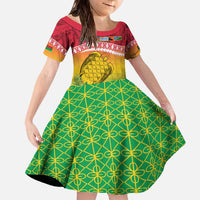 Melanesian Ni-Vanuatu Family Matching Off The Shoulder Long Sleeve Dress and Hawaiian Shirt Sea Turtle with Sand Drawing Pattern LT9 Daughter's Dress Reggae - Polynesian Pride