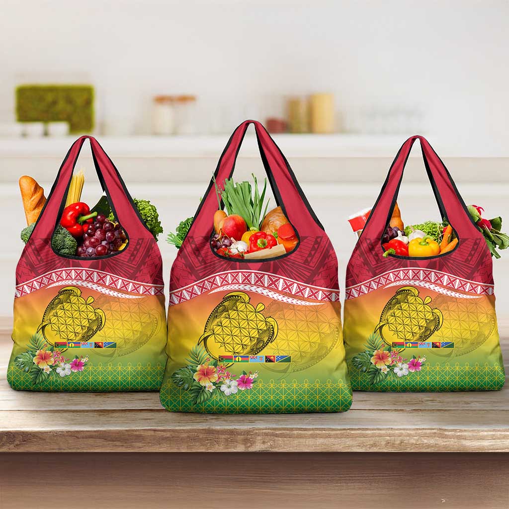 Melanesian Ni-Vanuatu Grocery Bag Sea Turtle with Sand Drawing Pattern