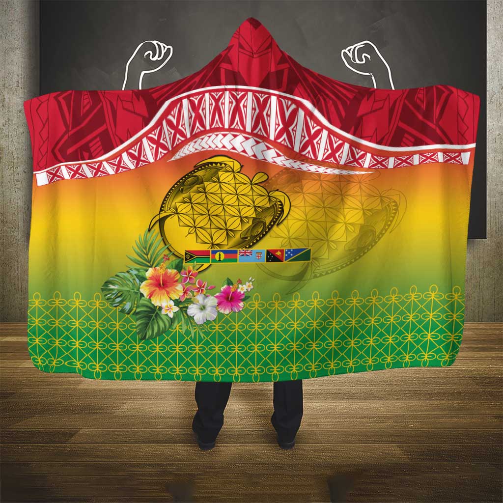 Melanesian Ni-Vanuatu Hooded Blanket Sea Turtle with Sand Drawing Pattern