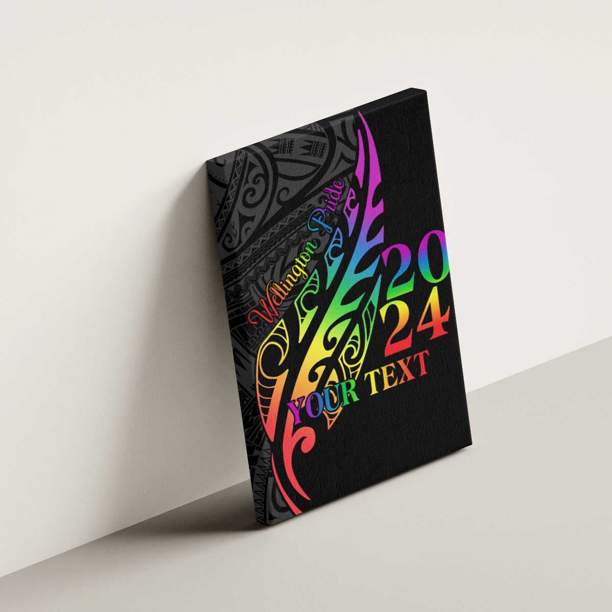 Personalised New Zealand Wellington Pride Canvas Wall Art Maori Fern with Pride Flag 2024