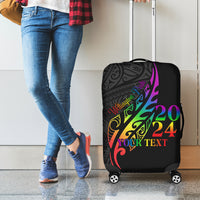 Personalised New Zealand Wellington Pride Luggage Cover Maori Fern with Pride Flag 2024