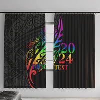 Personalised New Zealand Wellington Pride Window Curtain Maori Fern with Pride Flag 2024