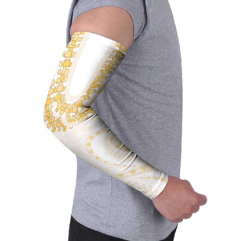 Aloha Lei Onaona Arm Sleeves Beige Hawaiian Tribal Pattern - Polynesian Pride