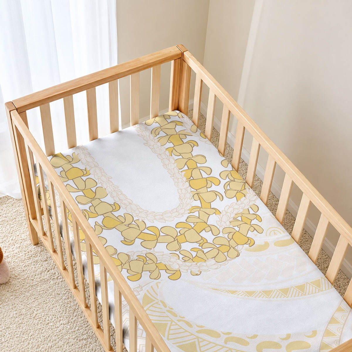 Aloha Lei Onaona Baby Bed Cover Beige Hawaiian Tribal Pattern LT9 - Polynesian Pride