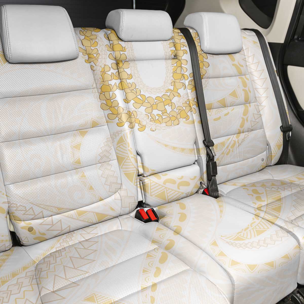 Aloha Lei Onaona Back Car Seat Cover Beige Hawaiian Tribal Pattern