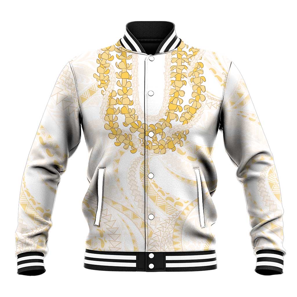 Aloha Lei Onaona Baseball Jacket Beige Hawaiian Tribal Pattern
