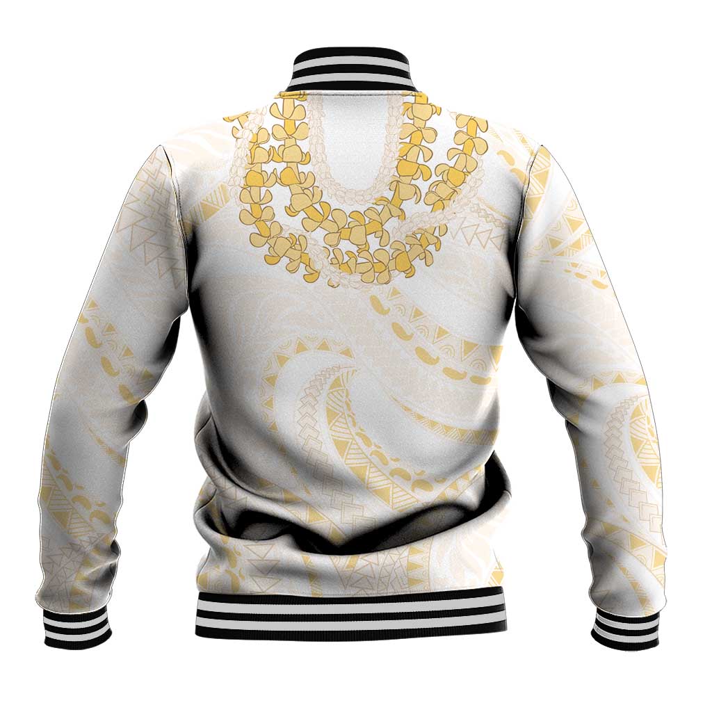 Aloha Lei Onaona Baseball Jacket Beige Hawaiian Tribal Pattern