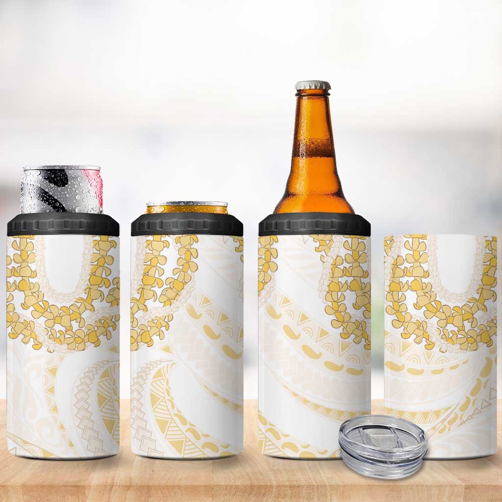Aloha Lei Onaona 4 in 1 Can Cooler Tumbler Beige Hawaiian Tribal Pattern