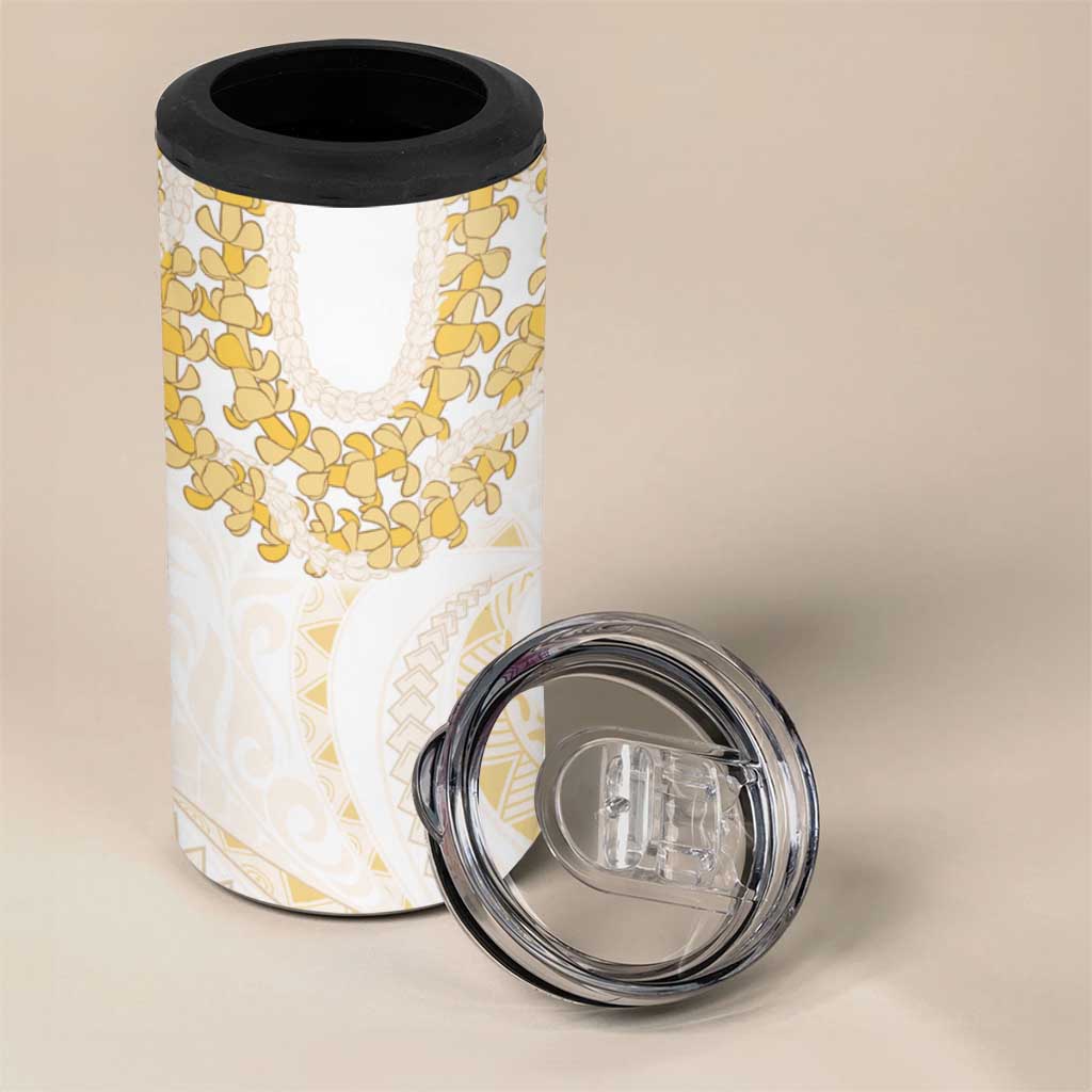 Aloha Lei Onaona 4 in 1 Can Cooler Tumbler Beige Hawaiian Tribal Pattern