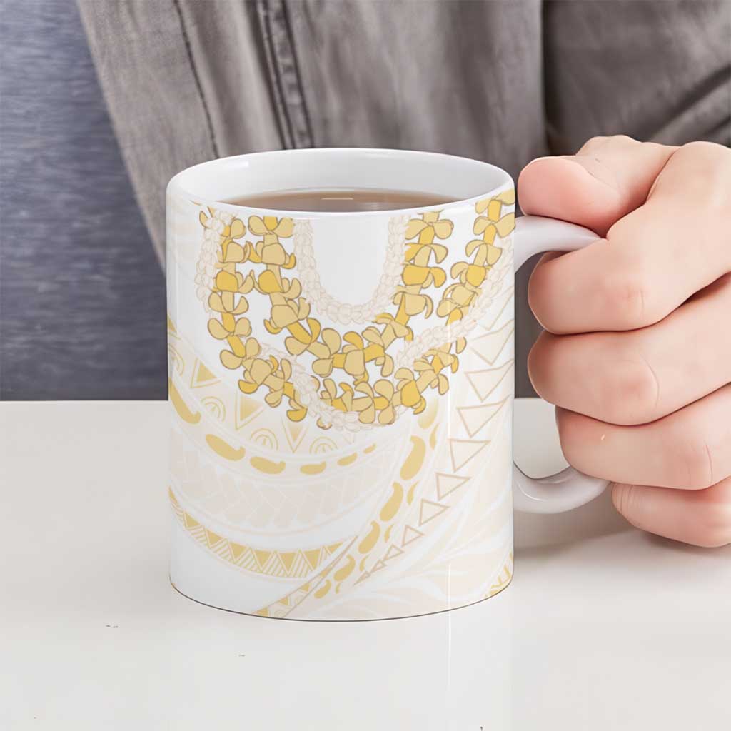 Aloha Lei Onaona Ceramic Mug Beige Hawaiian Tribal Pattern - Polynesian Pride