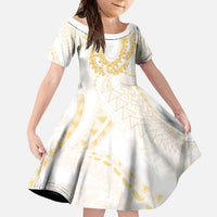 Aloha Lei Onaona Family Matching Mermaid Dress and Hawaiian Shirt Beige Hawaiian Tribal Pattern LT9 Daughter's Dress Beige - Polynesian Pride