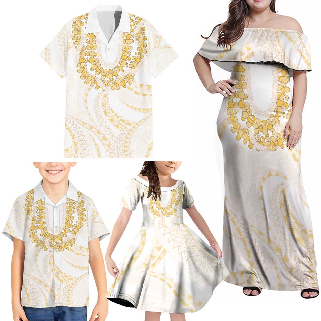 Aloha Lei Onaona Family Matching Off Shoulder Maxi Dress and Hawaiian Shirt Beige Hawaiian Tribal Pattern LT9 - Polynesian Pride