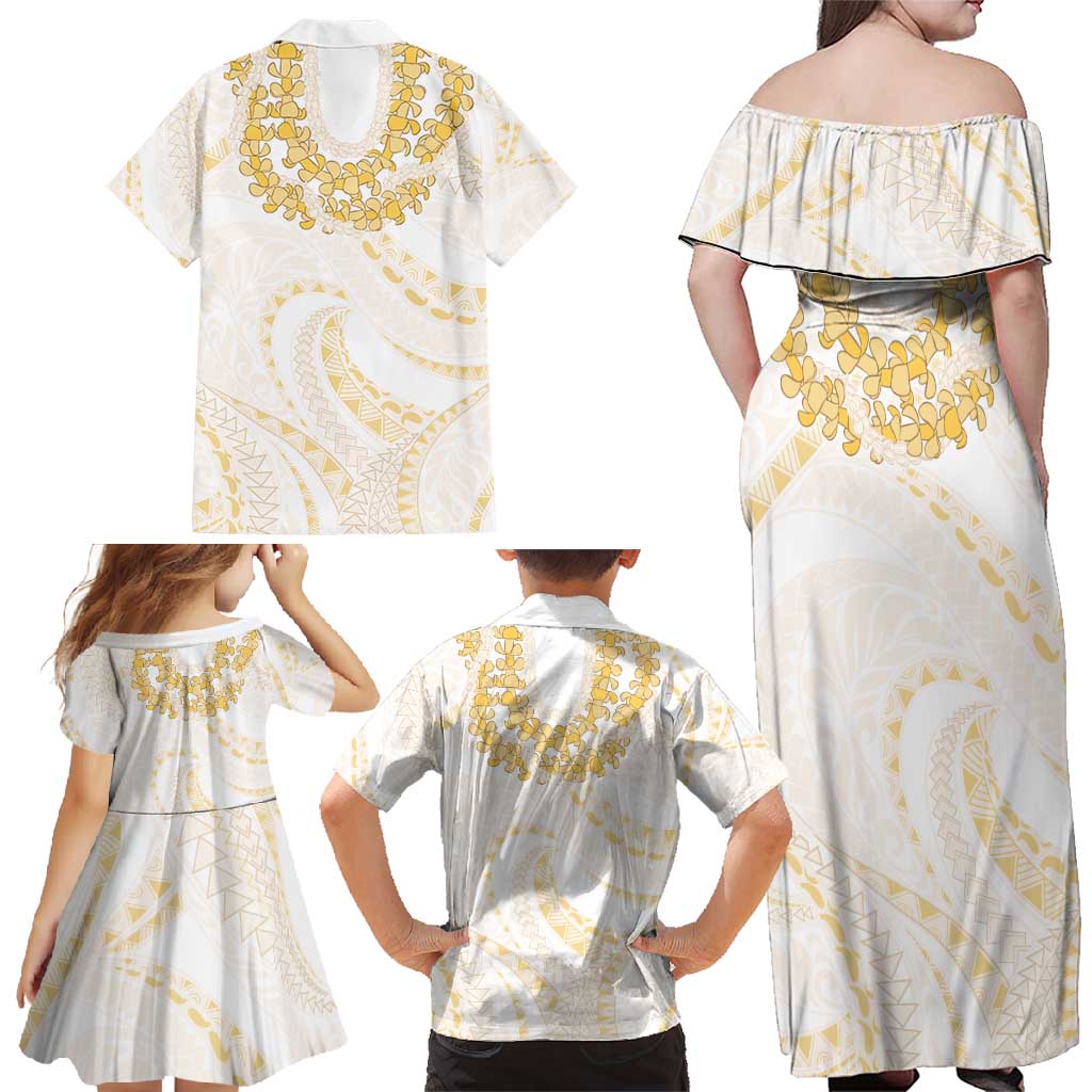 Aloha Lei Onaona Family Matching Off Shoulder Maxi Dress and Hawaiian Shirt Beige Hawaiian Tribal Pattern LT9 - Polynesian Pride