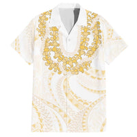 Aloha Lei Onaona Family Matching Short Sleeve Bodycon Dress and Hawaiian Shirt Beige Hawaiian Tribal Pattern LT9 Dad's Shirt - Short Sleeve Beige - Polynesian Pride
