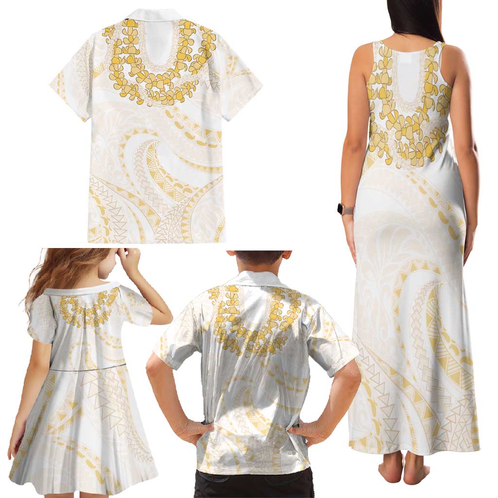 Aloha Lei Onaona Family Matching Tank Maxi Dress and Hawaiian Shirt Beige Hawaiian Tribal Pattern LT9 - Polynesian Pride
