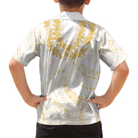 Aloha Lei Onaona Kid Hawaiian Shirt Beige Hawaiian Tribal Pattern