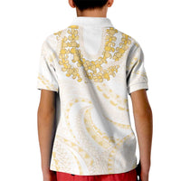 Aloha Lei Onaona Kid Polo Shirt Beige Hawaiian Tribal Pattern