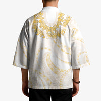 Aloha Lei Onaona Kimono Beige Hawaiian Tribal Pattern - Polynesian Pride