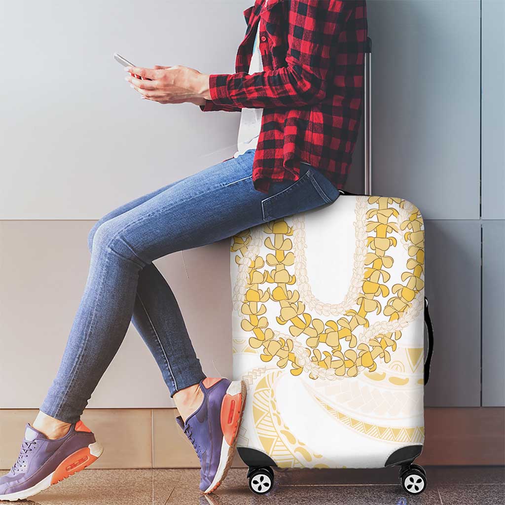 Aloha Lei Onaona Luggage Cover Beige Hawaiian Tribal Pattern