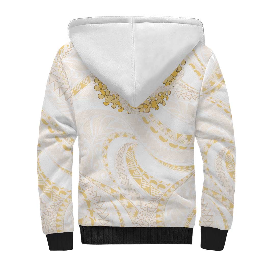 Aloha Lei Onaona Sherpa Hoodie Beige Hawaiian Tribal Pattern LT9 - Polynesian Pride