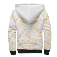 Aloha Lei Onaona Sherpa Hoodie Beige Hawaiian Tribal Pattern LT9 - Polynesian Pride
