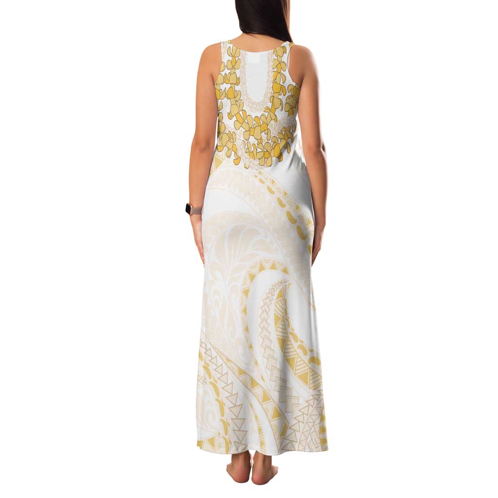 Aloha Lei Onaona Tank Maxi Dress Beige Hawaiian Tribal Pattern