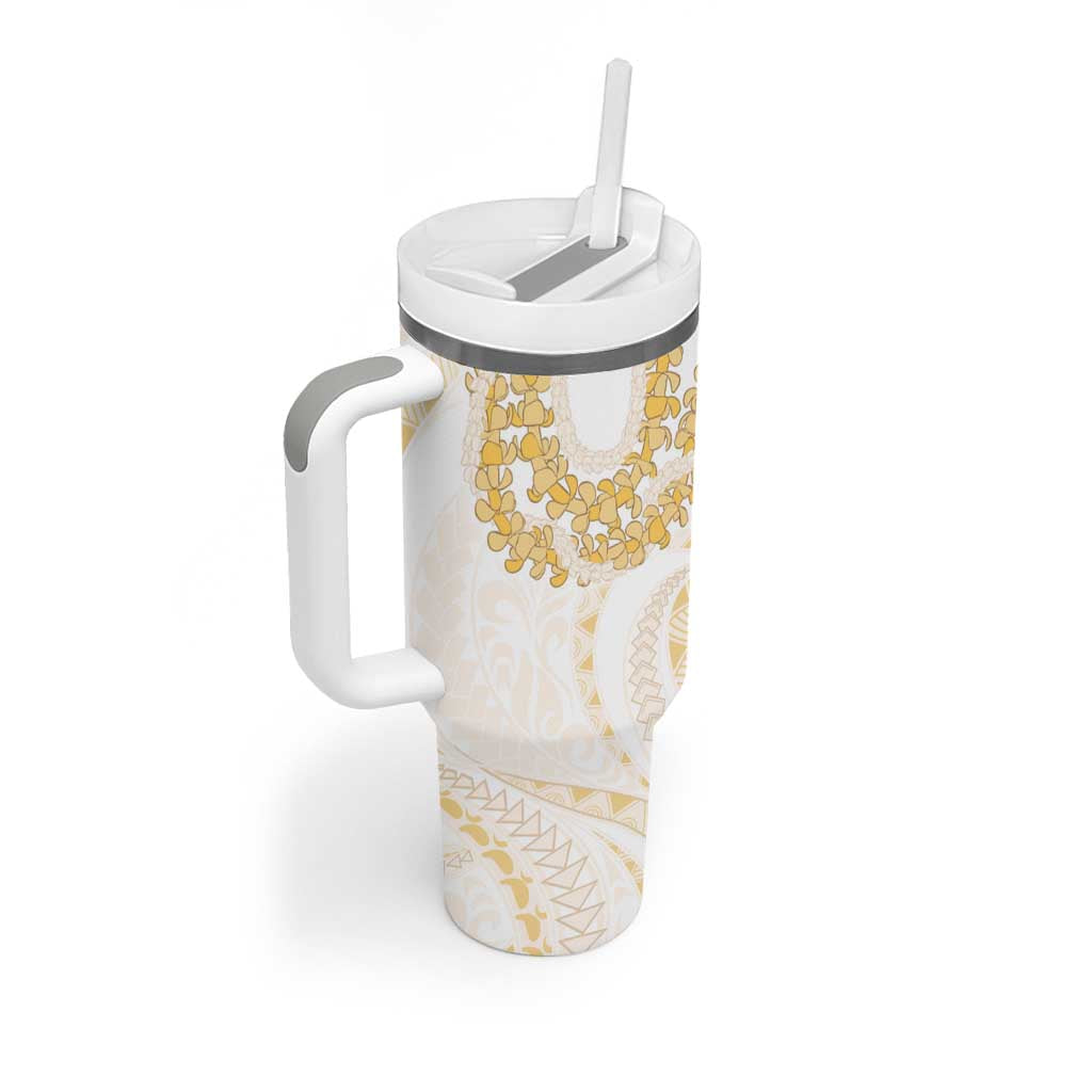 Aloha Lei Onaona Tumbler With Handle Beige Hawaiian Tribal Pattern LT9 - Polynesian Pride