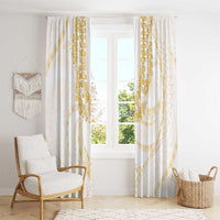 Aloha Lei Onaona Window Curtain Beige Hawaiian Tribal Pattern