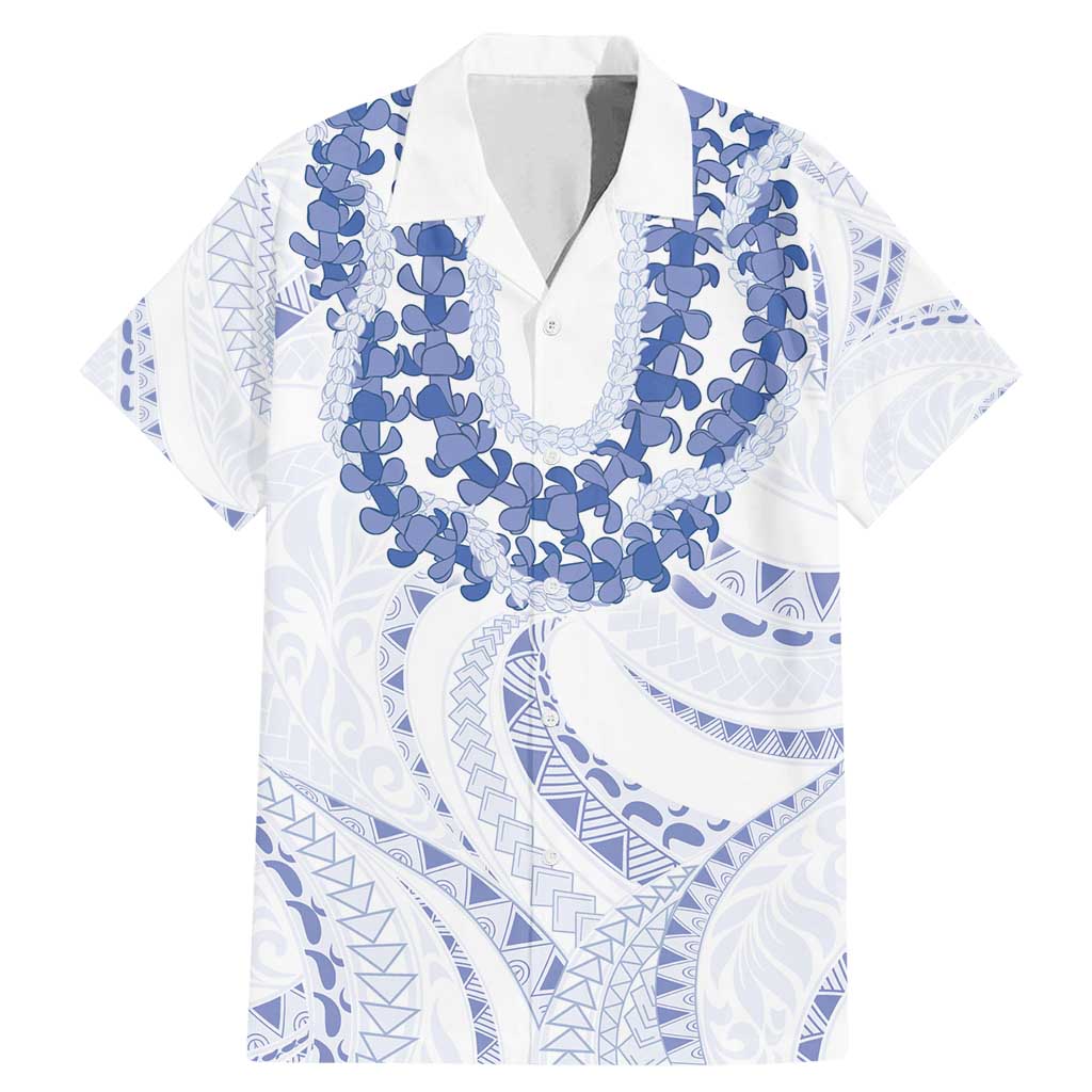 Aloha Lei Onaona Family Matching Mermaid Dress and Hawaiian Shirt Navy Blue Hawaiian Tribal Pattern LT9 Dad's Shirt - Short Sleeve Blue - Polynesian Pride