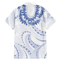Aloha Lei Onaona Family Matching Short Sleeve Bodycon Dress and Hawaiian Shirt Navy Blue Hawaiian Tribal Pattern LT9 - Polynesian Pride