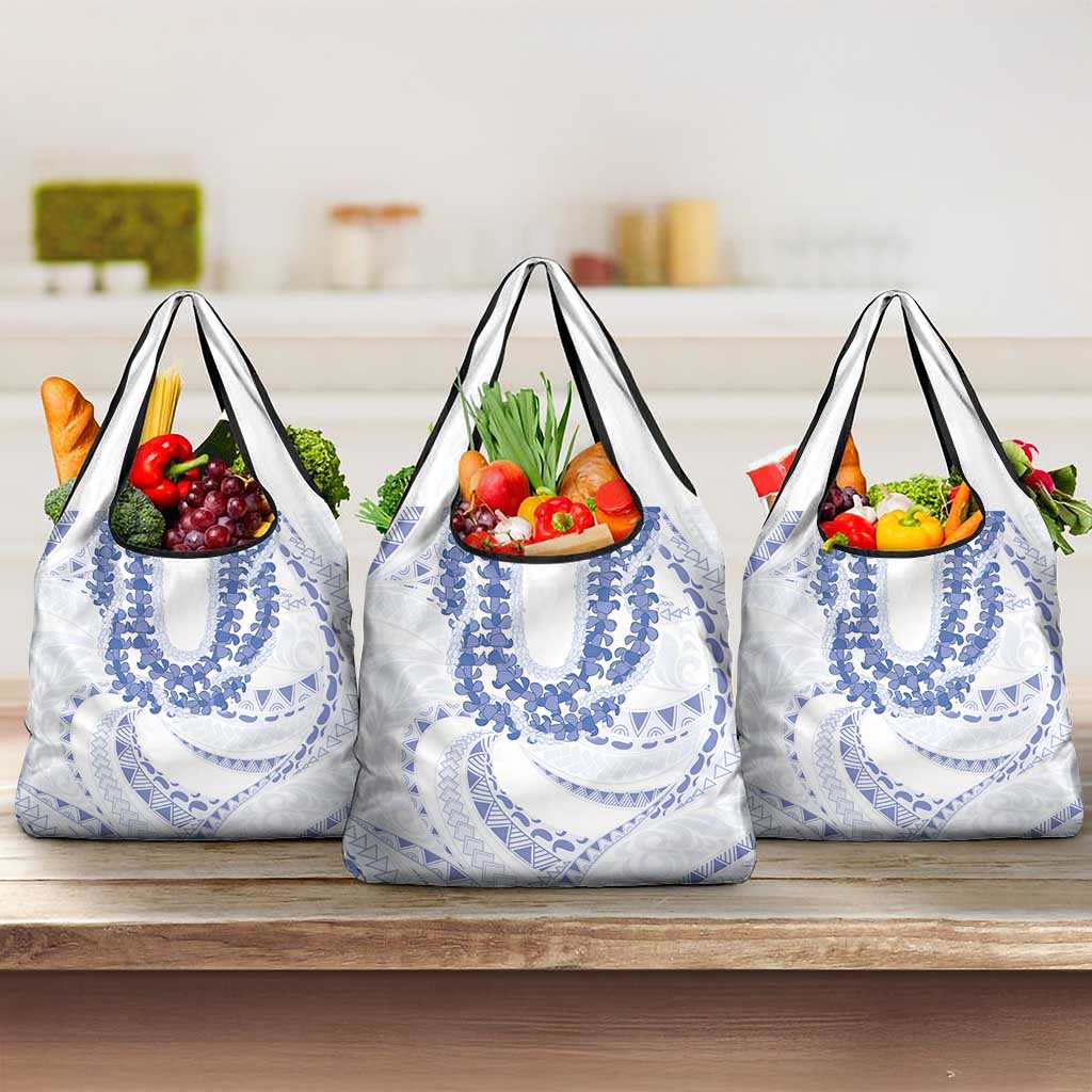 Aloha Lei Onaona Grocery Bag Navy Blue Hawaiian Tribal Pattern