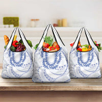 Aloha Lei Onaona Grocery Bag Navy Blue Hawaiian Tribal Pattern
