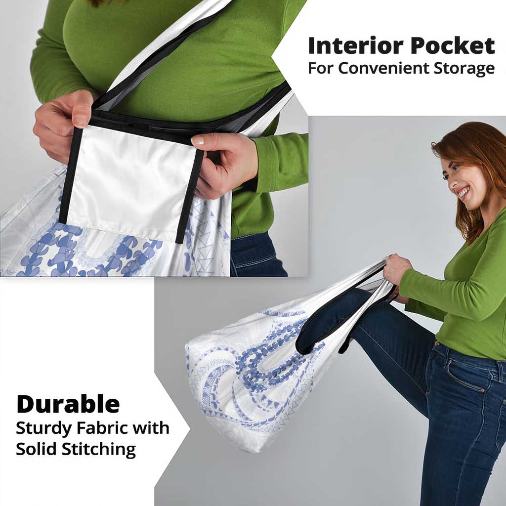 Aloha Lei Onaona Grocery Bag Navy Blue Hawaiian Tribal Pattern