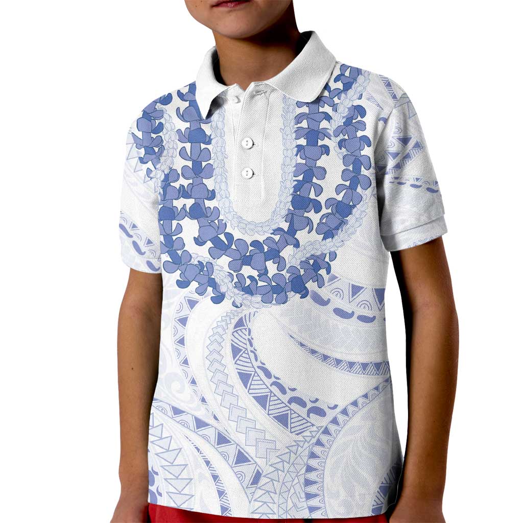 Aloha Lei Onaona Kid Polo Shirt Navy Blue Hawaiian Tribal Pattern LT9 Kid Blue - Polynesian Pride